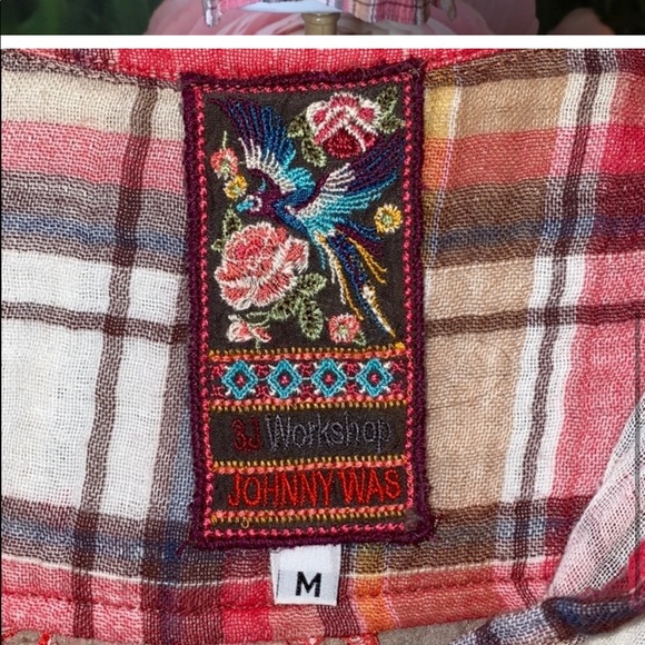 Johny Was Plaid embroidered western top - Picture 10 of 12